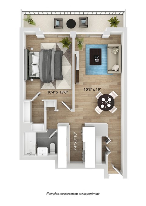 a floor plan of a bedroom with a wood floor